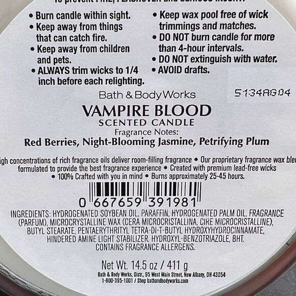 Bath & Body Works Halloween 2025 Vampire Blood 3-Wick Candle LIMITED EDITION Red - Picture 11 of 12